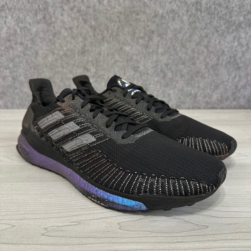 Adidas Solar Boost 19 Mens 14 Black Iridescent Running Shoes Sneakers EG2363